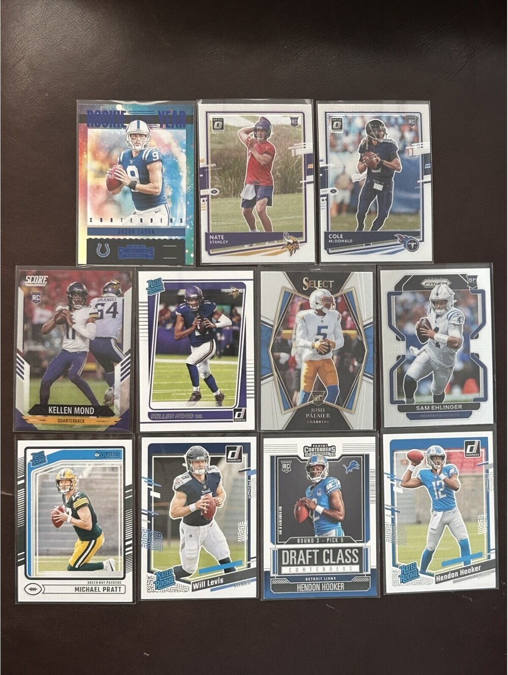 2020-23 ROOKIE QB PANINI COLLECTION CONTENDERS/DONRUSS/SCORE/PRIZM + 11 RC LOT